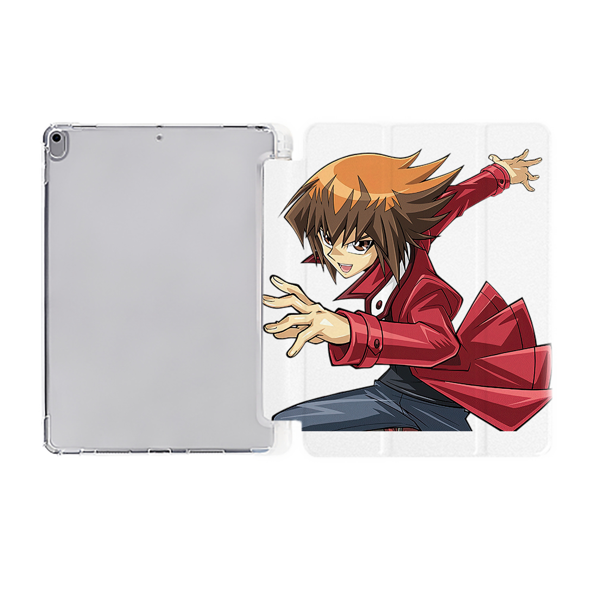 （画像用） 遊☆戯☆王 Yu-Gi-Oh! IPad ケース ペン収納付き 三つ折りスタンド PUレザー×シリコン 対応機種9.5/10.5/10.9インチ